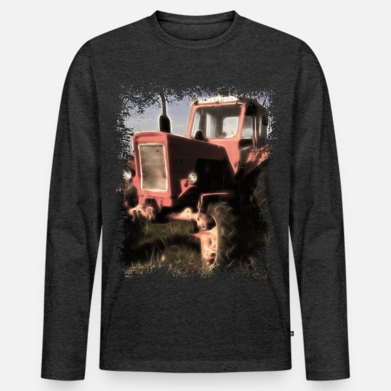 Traktor Belarus MTS 50 - Männer Premium Bio Langarmshirt - Anthrazit meliert