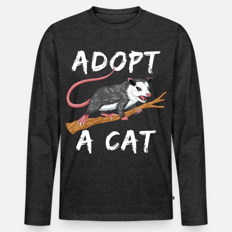 adoptiere eine Katze - Männer Premium Bio Langarmshirt - Anthrazit meliert