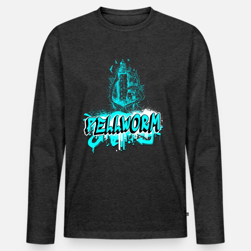 Pellworm Leuchtturm Graffiti Design - Männer Premium Bio Langarmshirt - Anthrazit meliert
