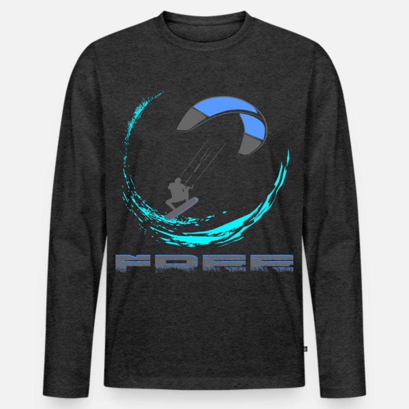 Kitesurf - Männer Premium Bio Langarmshirt - Anthrazit meliert