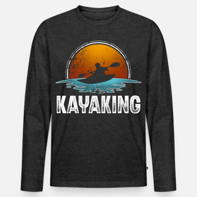 Kajak Kajakfahrer Kajaker - Männer Premium Bio Langarmshirt - Anthrazit meliert