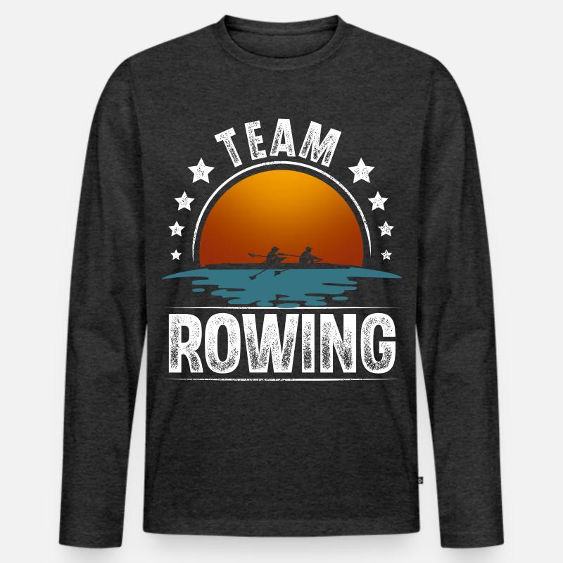 Rudern Ruderer Ruderboot Team - Männer Premium Bio Langarmshirt - Anthrazit meliert