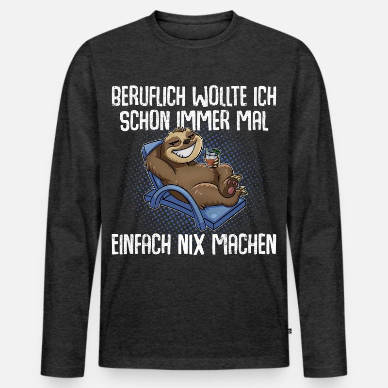 Faultier Beruf - Männer Premium Bio Langarmshirt - Anthrazit meliert