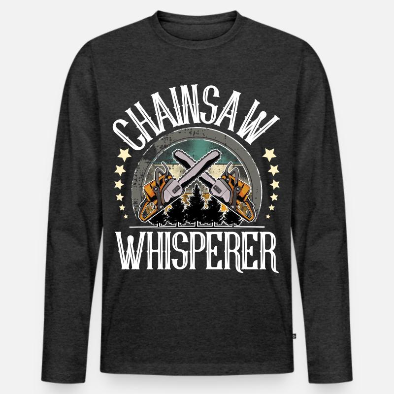 Holzfäller Baumfäller - Männer Premium Bio Langarmshirt - Anthrazit meliert
