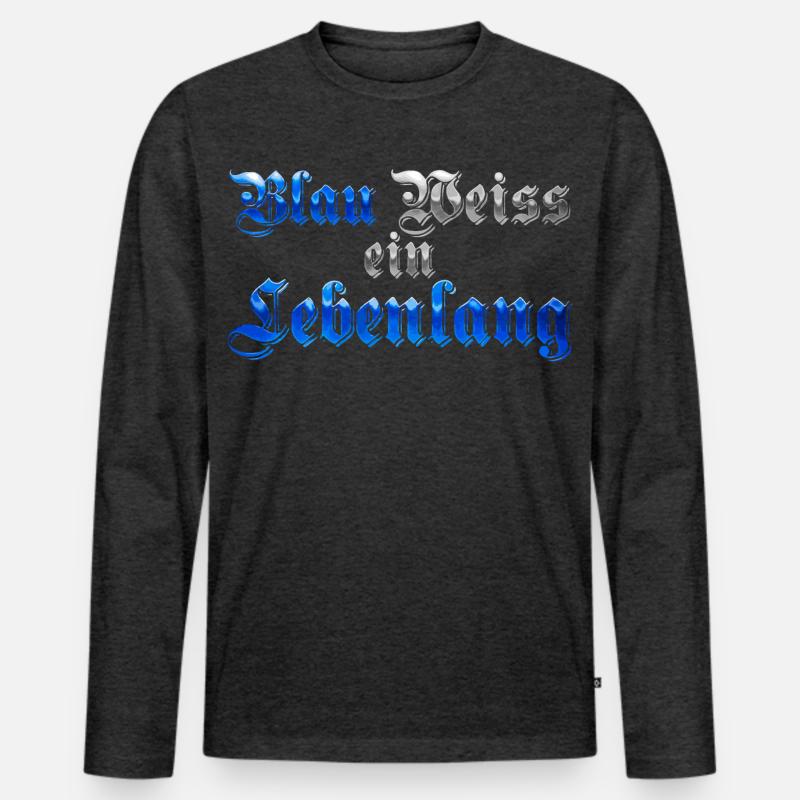 Blau Weiss ein Lebenlang - Männer Premium Bio Langarmshirt - Anthrazit meliert