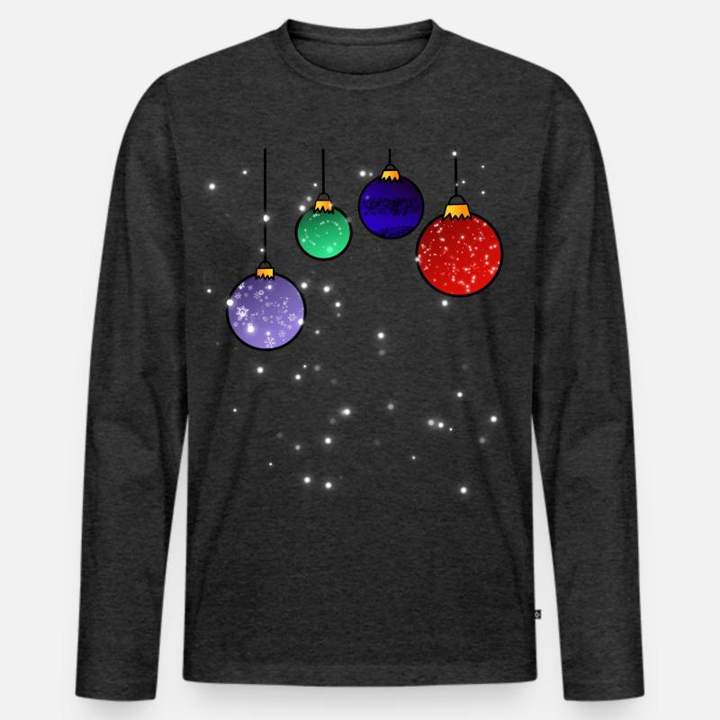 Christbaumkugeln mit Schneeflocken - Männer Premium Bio Langarmshirt - Anthrazit meliert