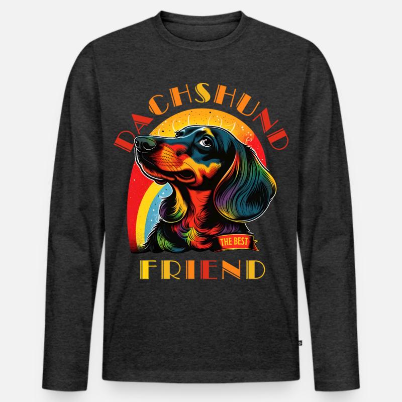 Dackel Der beste Freund - Männer Premium Bio Langarmshirt - Anthrazit meliert