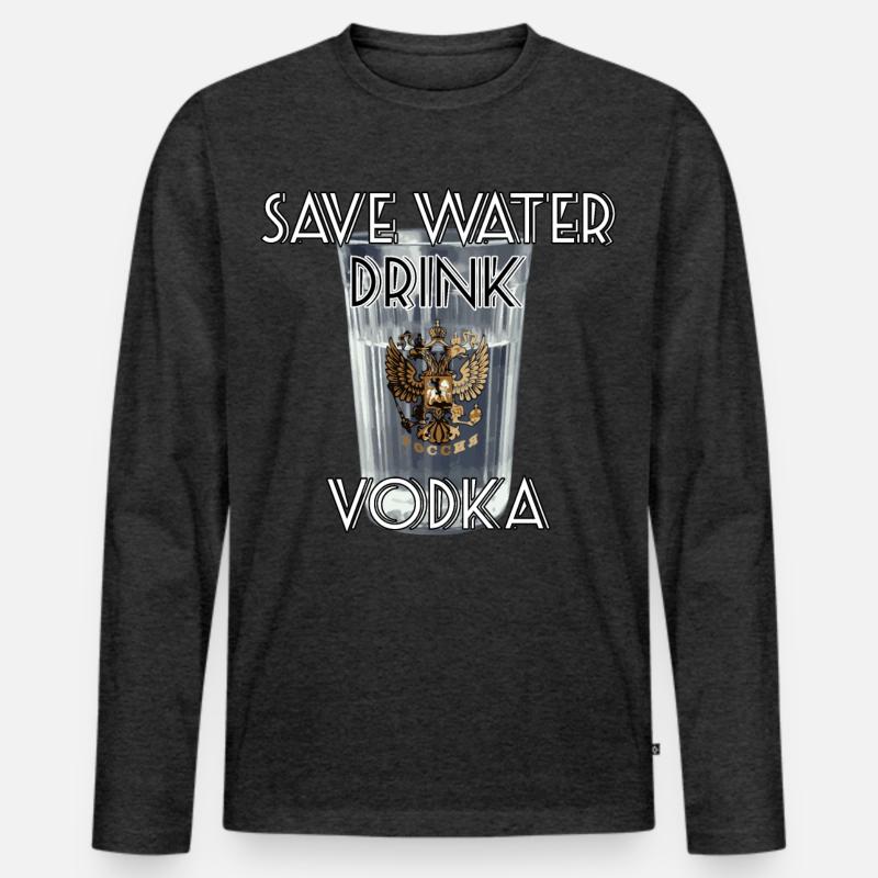 Save Water Drink Vodka Geschenk - Männer Premium Bio Langarmshirt - Anthrazit meliert