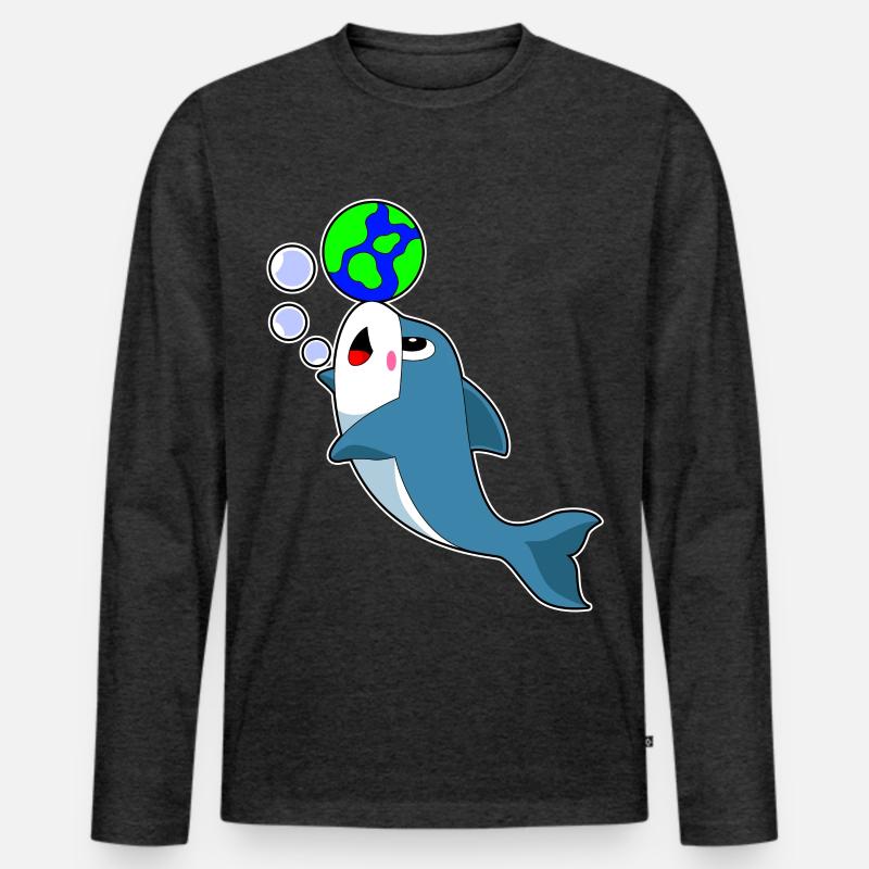 Delfin Erde - Männer Premium Bio Langarmshirt - Anthrazit meliert