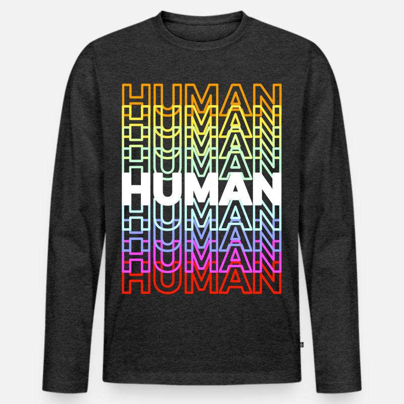 Human Pride LGBT - Männer Premium Bio Langarmshirt - Anthrazit meliert