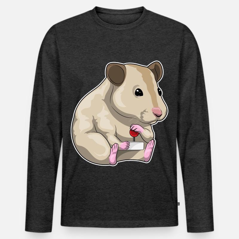 Hamster Gamer Controller - Männer Premium Bio Langarmshirt - Anthrazit meliert
