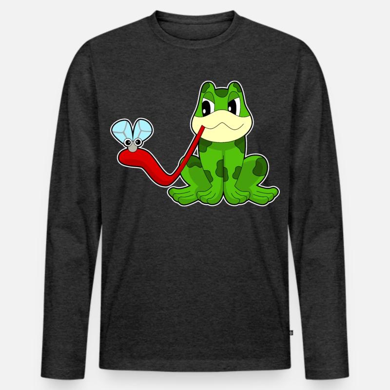 Frosch Fliege - Männer Premium Bio Langarmshirt - Anthrazit meliert