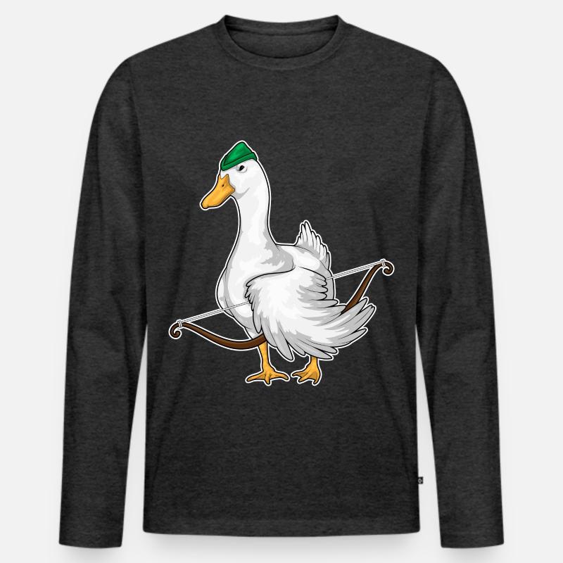 Ente Bogenschütze Bogen - Männer Premium Bio Langarmshirt - Anthrazit meliert
