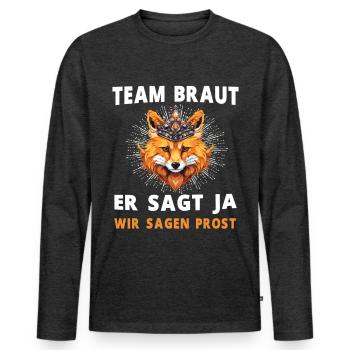 Hochzeit Junggesellenabschied Fuchs Bräutigam - Männer Premium Bio Langarmshirt - Anthrazit meliert - Vorne - Nico (187cm)