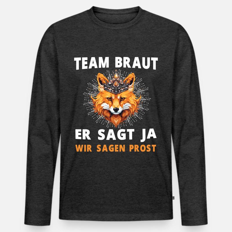 Hochzeit Junggesellenabschied Fuchs Bräutigam - Männer Premium Bio Langarmshirt - Anthrazit meliert