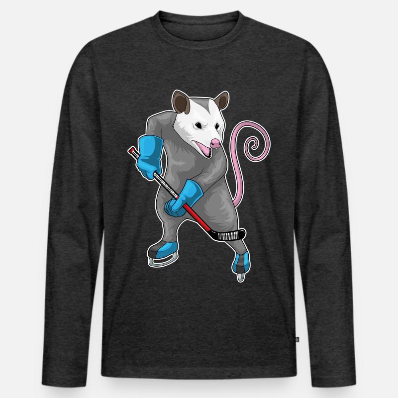 Beutelratte Eishockey Eishockeyschläger - Männer Premium Bio Langarmshirt - Anthrazit meliert