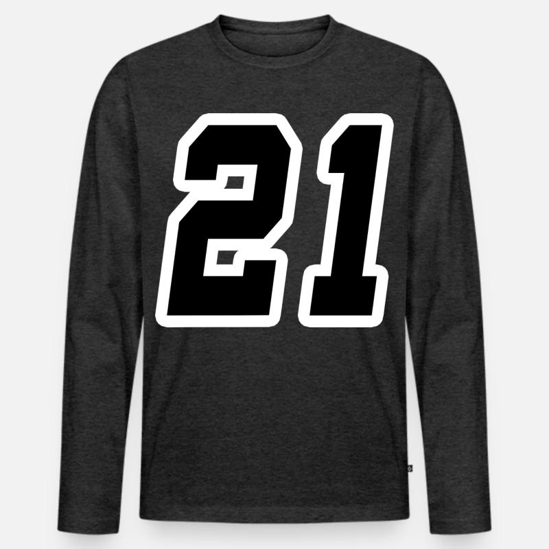 Nummer einundzwanzig 21 - Männer Premium Bio Langarmshirt - Anthrazit meliert