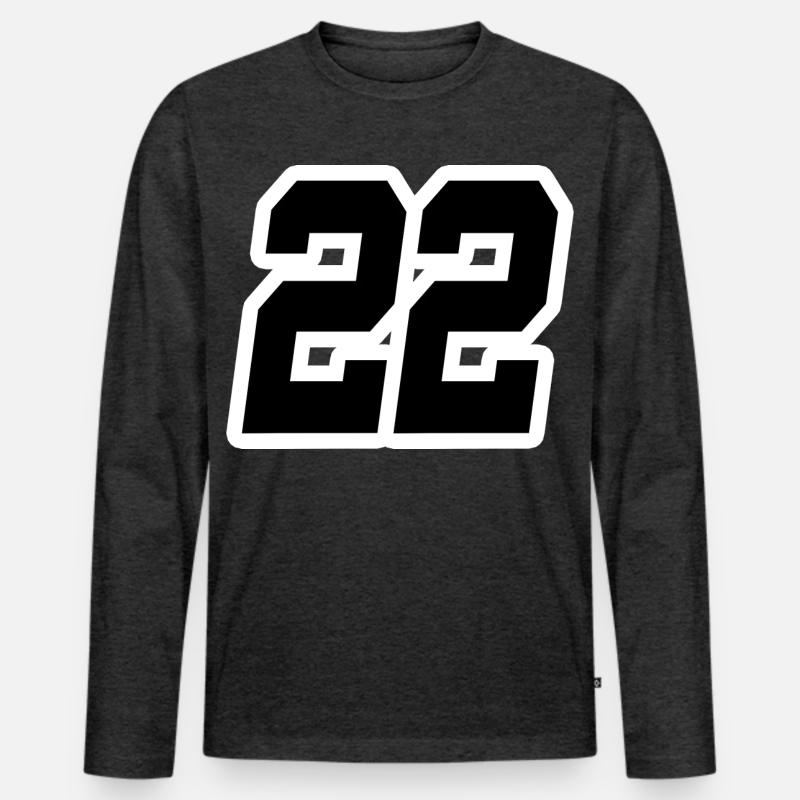 Nummer zweiundzwanzig 22 - Männer Premium Bio Langarmshirt - Anthrazit meliert