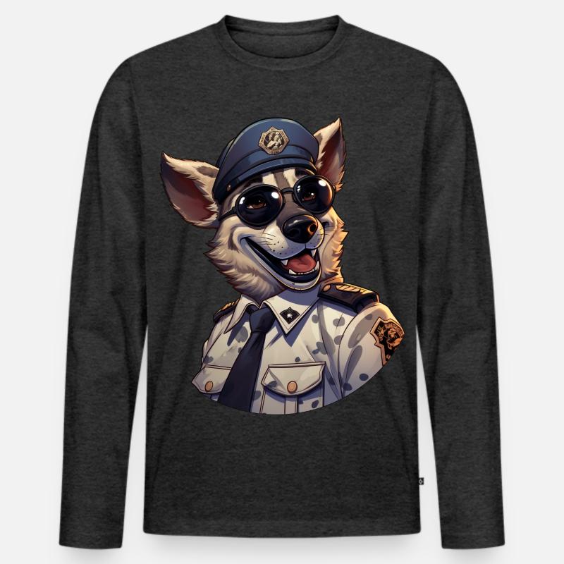 Polizei Hyäne - Männer Premium Bio Langarmshirt - Anthrazit meliert