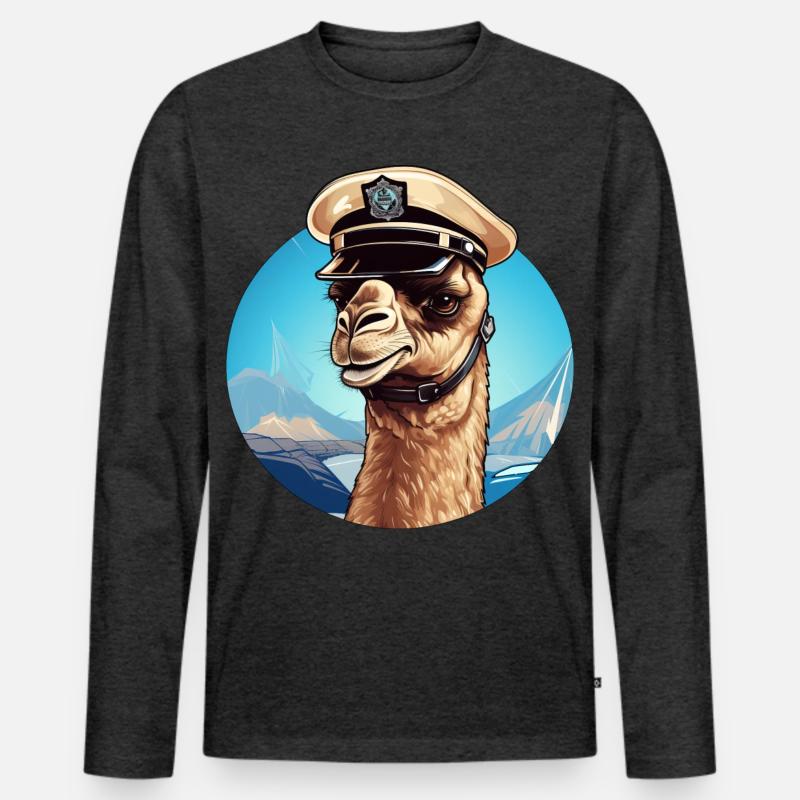 Kamel Polizist - Männer Premium Bio Langarmshirt - Anthrazit meliert