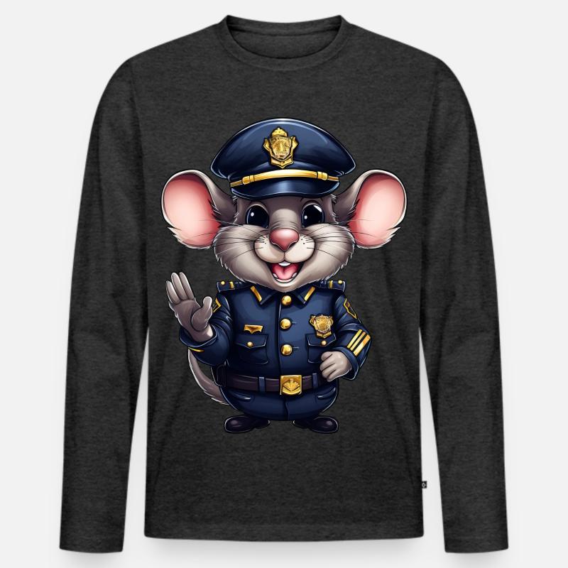 Polizei Ratte - Männer Premium Bio Langarmshirt - Anthrazit meliert