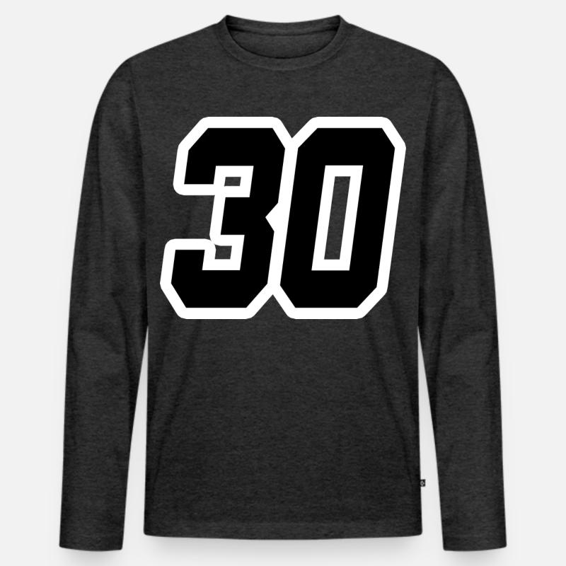 NUMMER DREISSIG 30 - Männer Premium Bio Langarmshirt - Anthrazit meliert