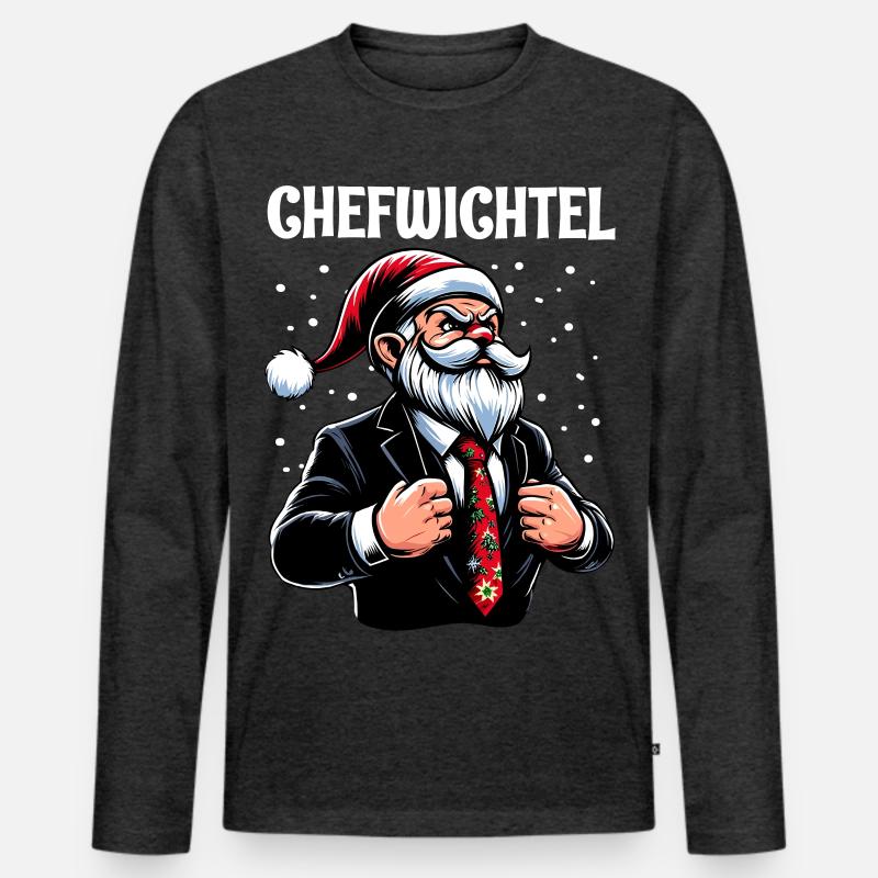 Chefwichtel Weihnachts Gnome - Männer Premium Bio Langarmshirt - Anthrazit meliert
