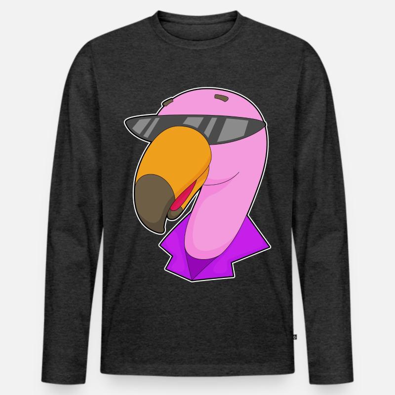 Flamingo Sonnenbrille - Männer Premium Bio Langarmshirt - Anthrazit meliert