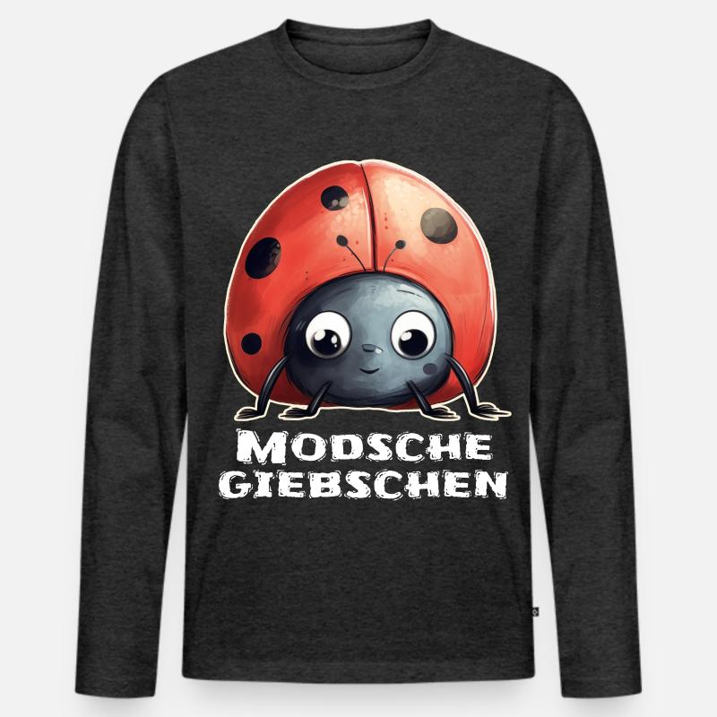 Modschegiebchen Marienkäfer Sächsisch Geschenk - Männer Premium Bio Langarmshirt - Anthrazit meliert
