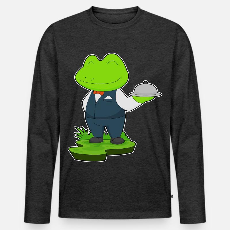 Frosch Kellner Servierplatte - Männer Premium Bio Langarmshirt - Anthrazit meliert