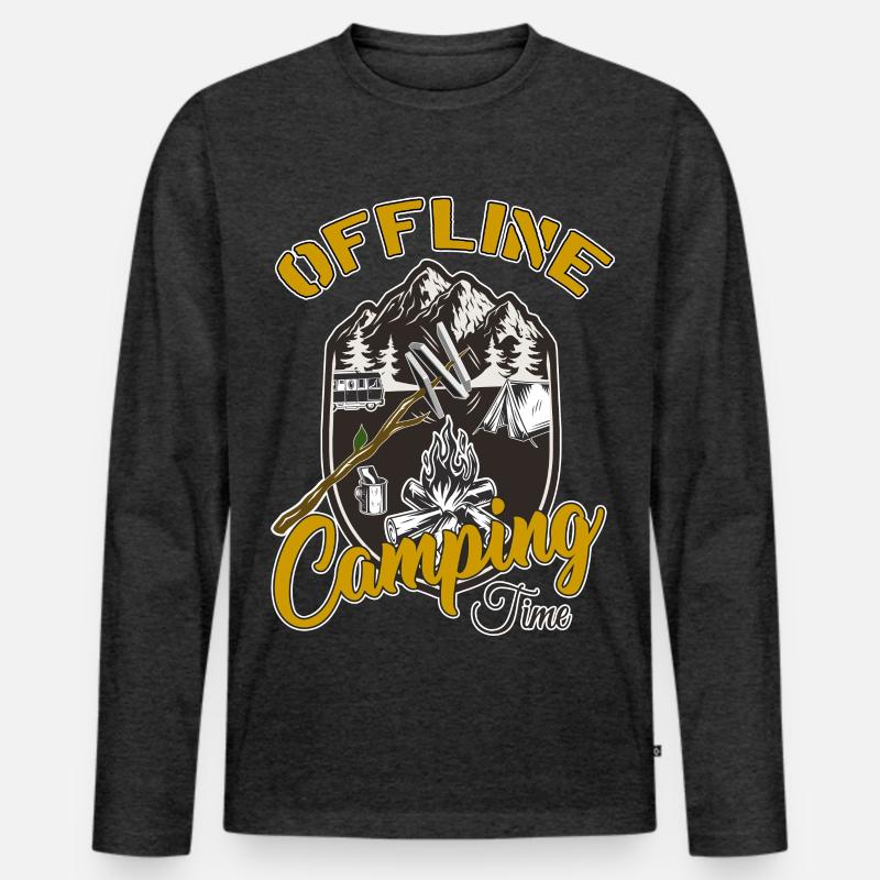 Camping - Männer Premium Bio Langarmshirt - Anthrazit meliert