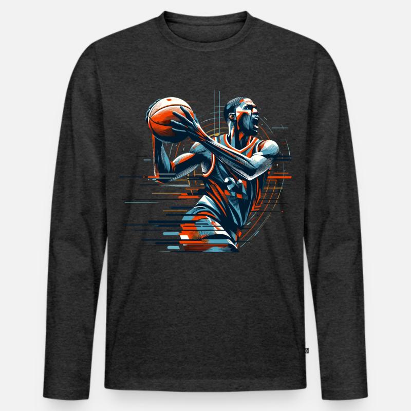 Basketball dynamisch Geschenk - Männer Premium Bio Langarmshirt - Anthrazit meliert