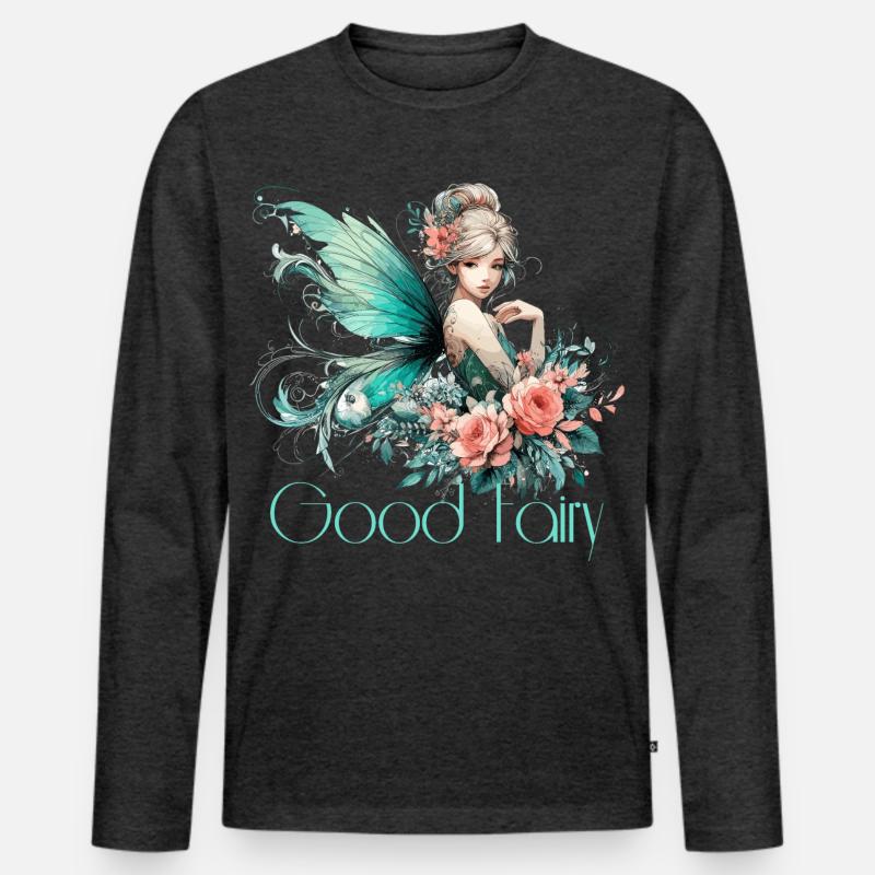 Gute Fee Geschenk - Männer Premium Bio Langarmshirt - Anthrazit meliert