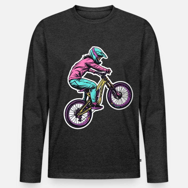Mountainbikerin - Männer Premium Bio Langarmshirt - Anthrazit meliert