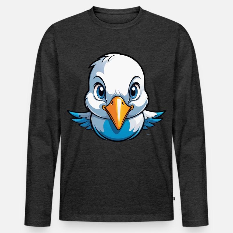Kleines Täubchen Flieger-Ass - Männer Premium Bio Langarmshirt - Anthrazit meliert