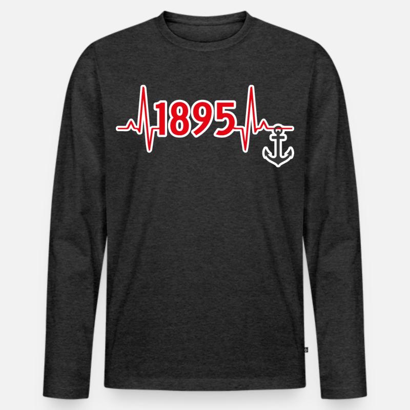 1895 mit Anker - Männer Premium Bio Langarmshirt - Anthrazit meliert