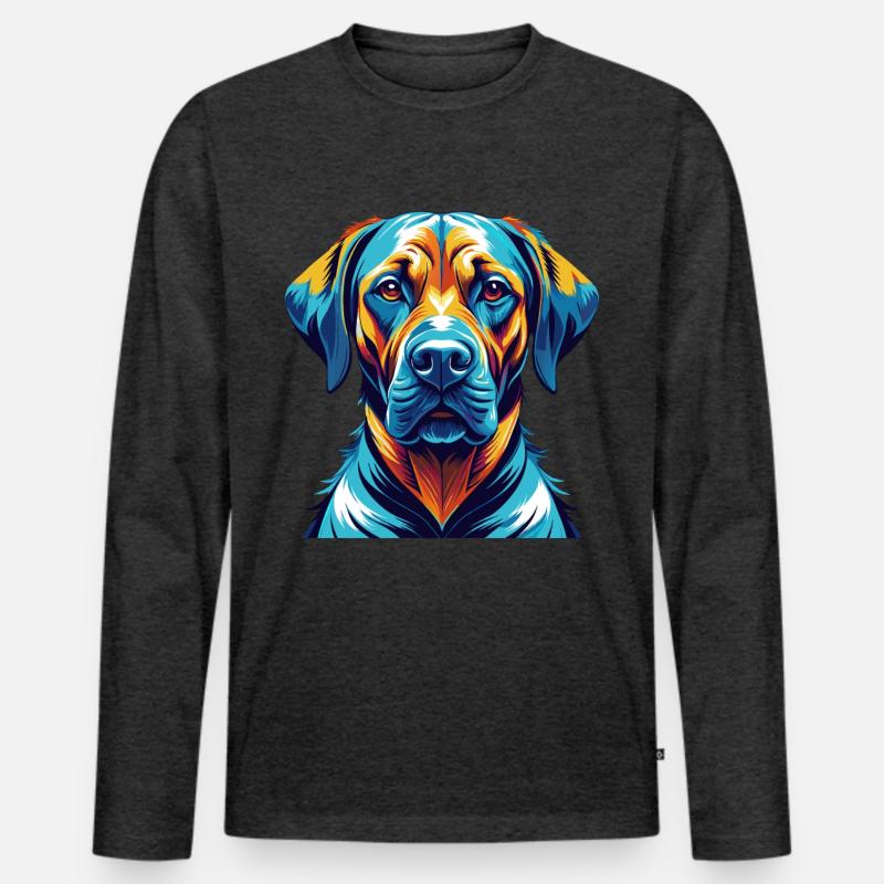 Rhodesian Ridgeback Hunderasse Karikatur Kawaii - Männer Premium Bio Langarmshirt - Anthrazit meliert