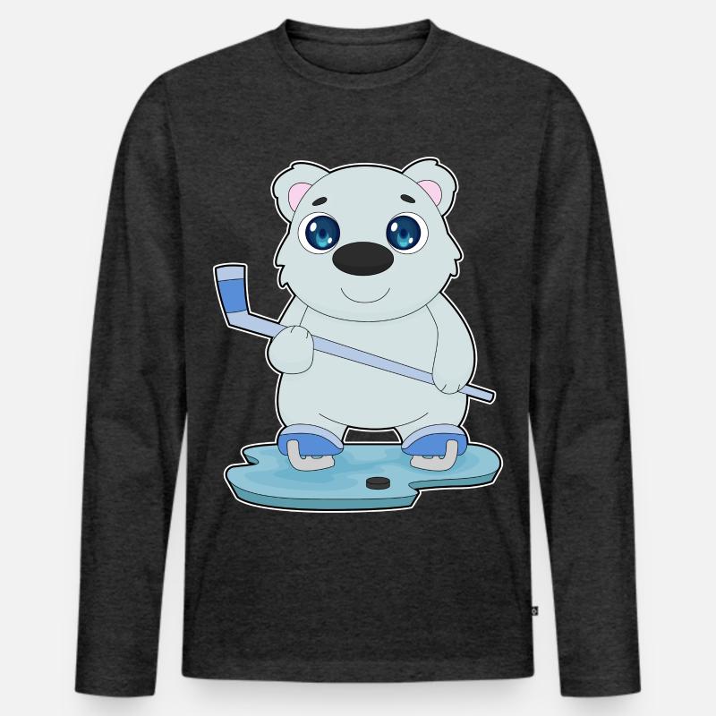 Eisbär Eishockey Eishockeyschläger - Männer Premium Bio Langarmshirt - Anthrazit meliert