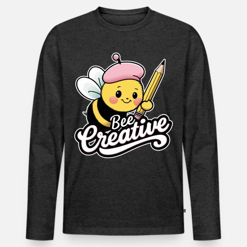 kreative Biene Bee be creative - Männer Premium Bio Langarmshirt - Anthrazit meliert