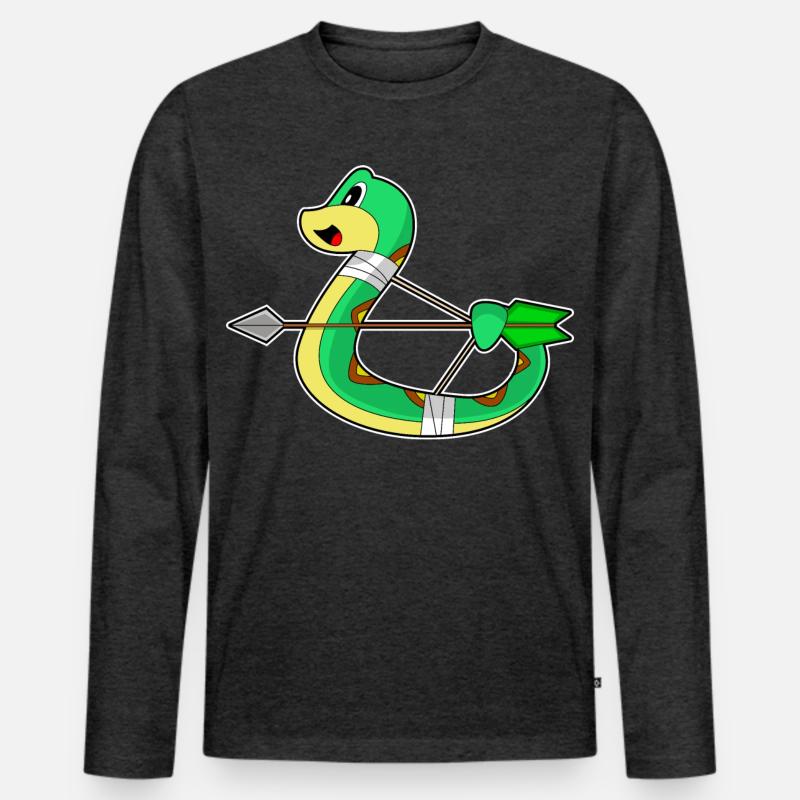 Schlange Bogenschütze Bogen - Männer Premium Bio Langarmshirt - Anthrazit meliert