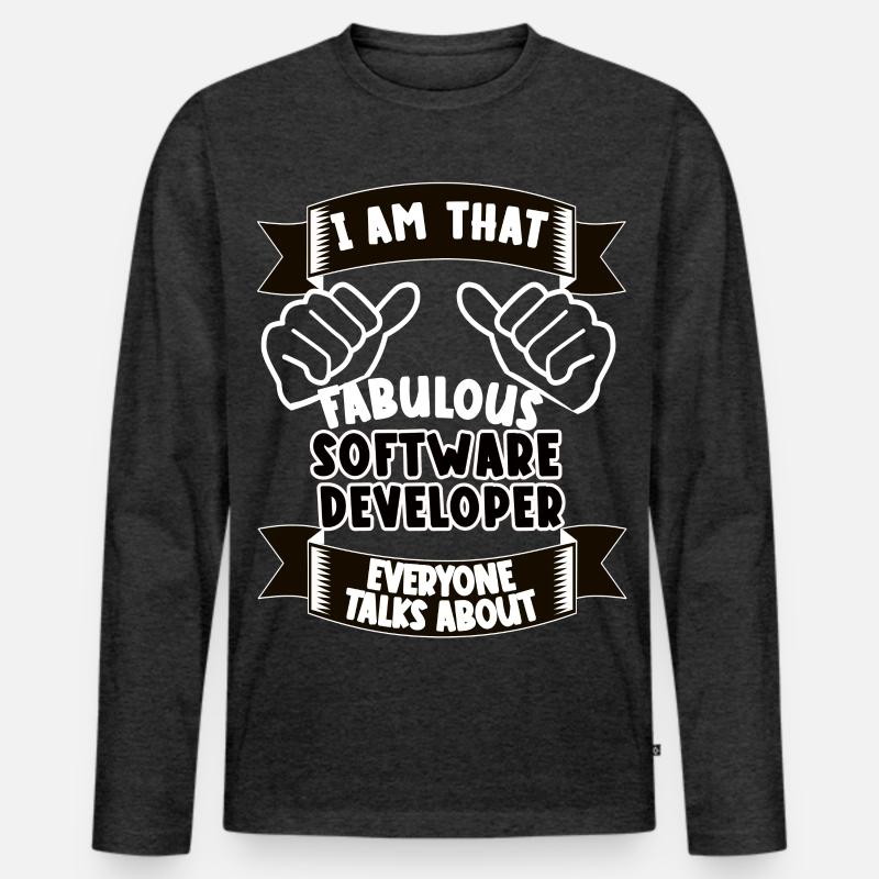 Softwareentwickler Lustiger Spruch Geschenk - Männer Premium Bio Langarmshirt - Anthrazit meliert