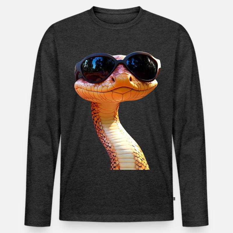 Schlange Python Kobra Mamba Klapperschlange Snake - Männer Premium Bio Langarmshirt - Anthrazit meliert