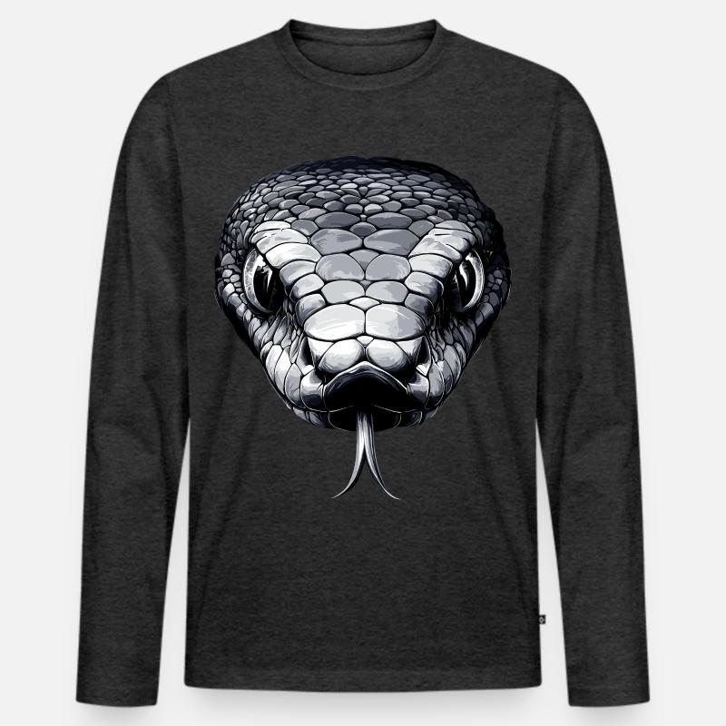 Schlange Python Kobra Mamba Klapperschlange Snake - Männer Premium Bio Langarmshirt - Anthrazit meliert