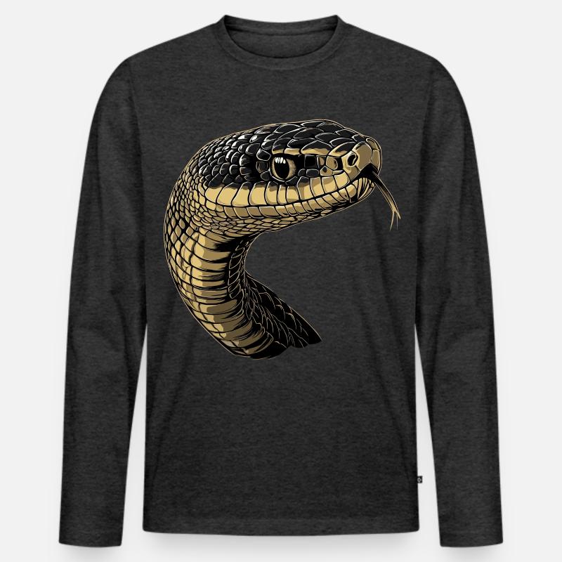 Schlange Python Kobra Mamba Klapperschlange Snake - Männer Premium Bio Langarmshirt - Anthrazit meliert