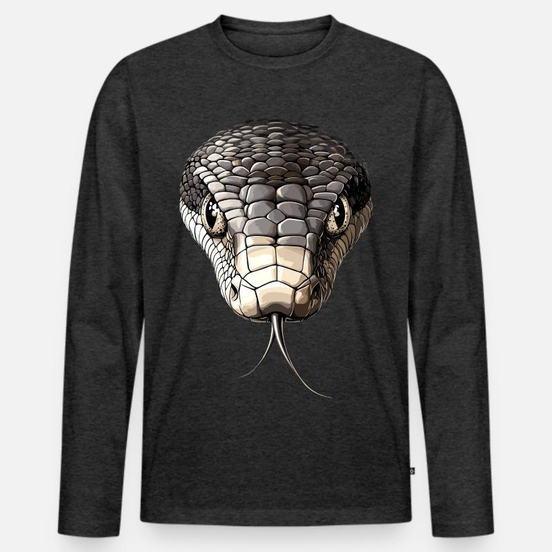 Schlange Python Kobra Mamba Klapperschlange Snake - Männer Premium Bio Langarmshirt - Anthrazit meliert