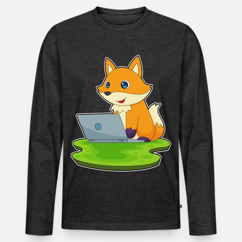 Fuchs Laptop - Männer Premium Bio Langarmshirt - Anthrazit meliert