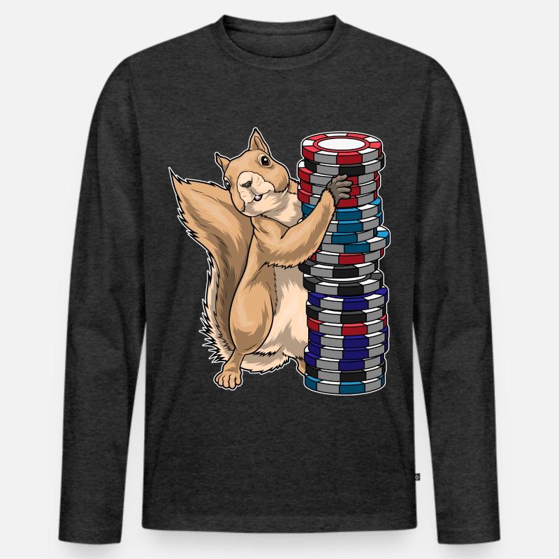 Erdmännchen Poker Pokerchips - Männer Premium Bio Langarmshirt - Anthrazit meliert