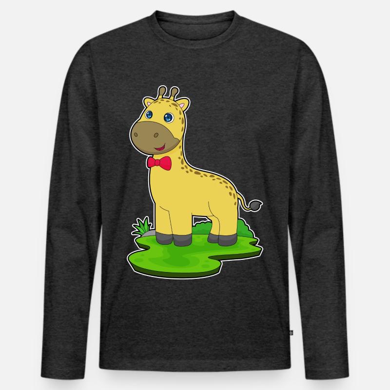 Giraffe Schleife - Männer Premium Bio Langarmshirt - Anthrazit meliert