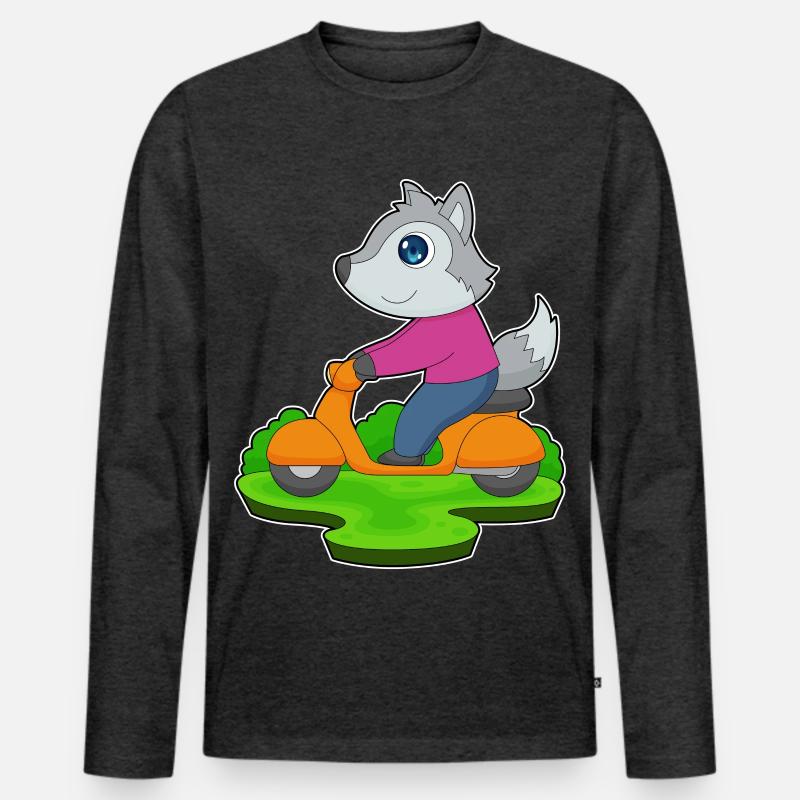 Wolf Motorroller - Männer Premium Bio Langarmshirt - Anthrazit meliert
