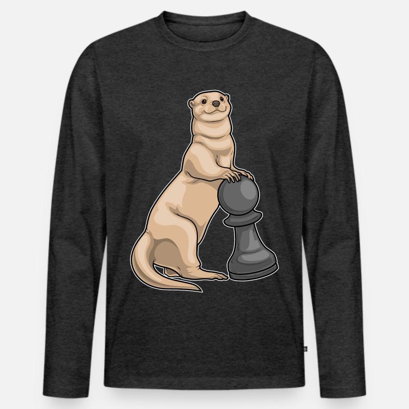 Otter Schachfigur Bauer Schach - Männer Premium Bio Langarmshirt - Anthrazit meliert